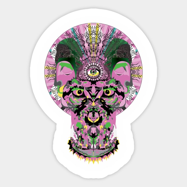 Stoned Ape Theory - Pink Special Edition Sticker by Illumin8or